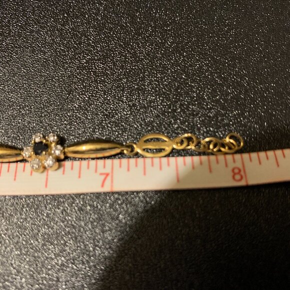 18K Yellow Gold Plated 0.14 CTW Diamonds and 1.05 CTW Black Sapphire Bracelet - Picture 2 of 7
